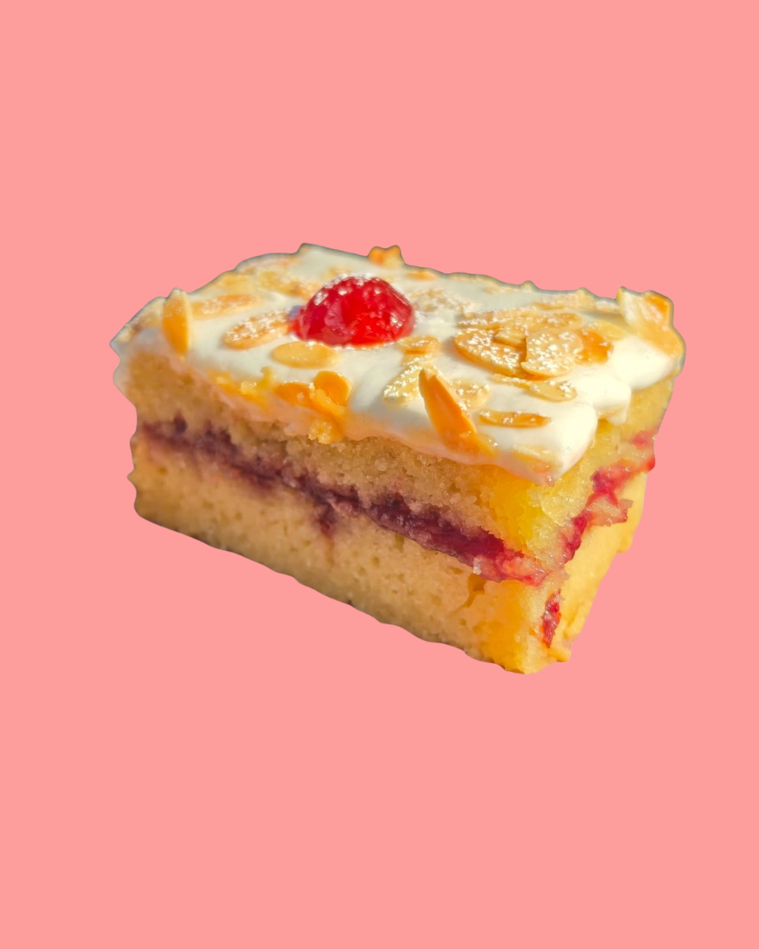 Cherry Bakewell School Cake Slice